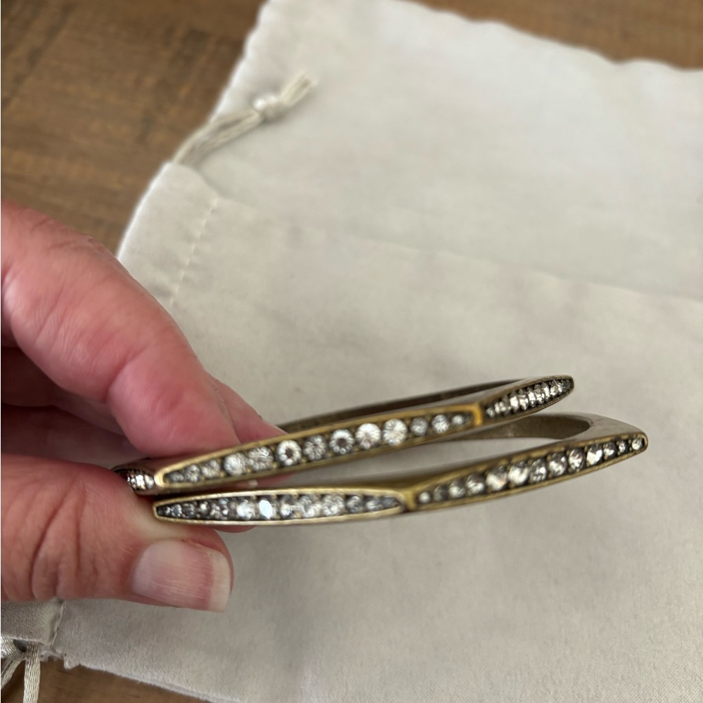 Brushed gold and crystal Bangle Bracelet